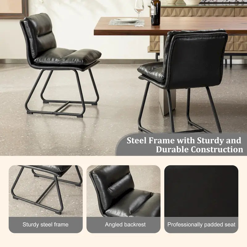 Ensemble de 2 ou 4 chaises de salle à manger d'appoint modernes Glitzhome, revêtues d'un épais cuir PU et dotées de pieds en métal