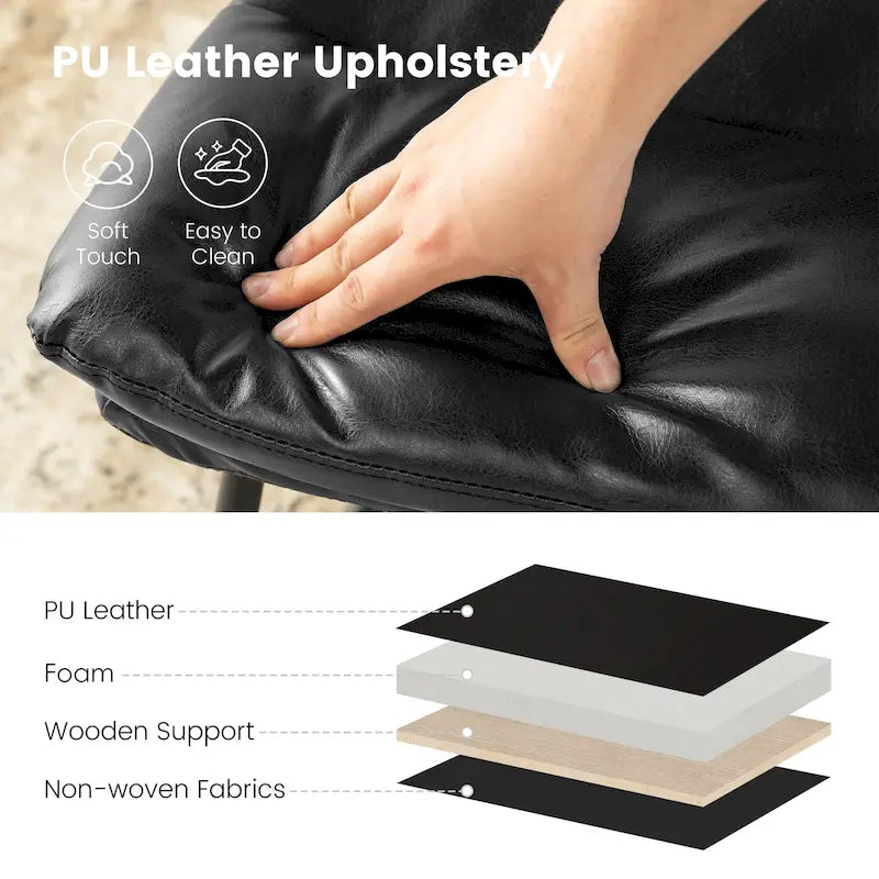 Ensemble de 2 ou 4 chaises de salle à manger d'appoint modernes Glitzhome, revêtues d'un épais cuir PU et dotées de pieds en métal