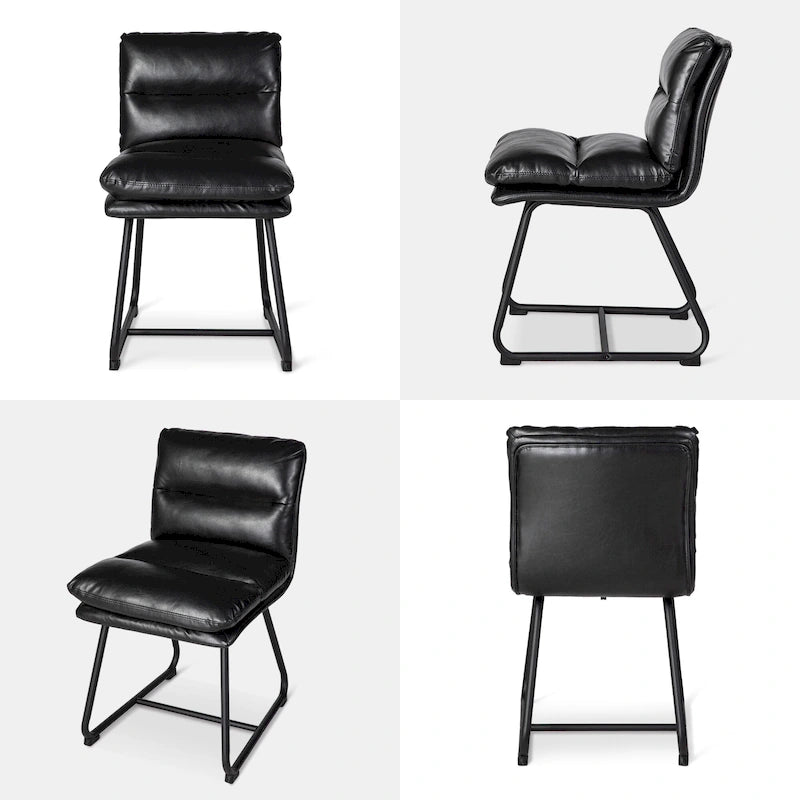 Ensemble de 2 ou 4 chaises de salle à manger d'appoint modernes Glitzhome, revêtues d'un épais cuir PU et dotées de pieds en métal