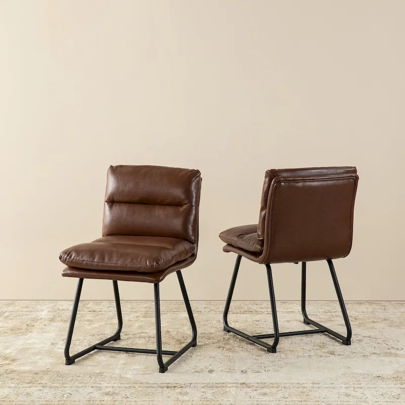 Ensemble de 2 ou 4 chaises de salle à manger d'appoint modernes Glitzhome, revêtues d'un épais cuir PU et dotées de pieds en métal