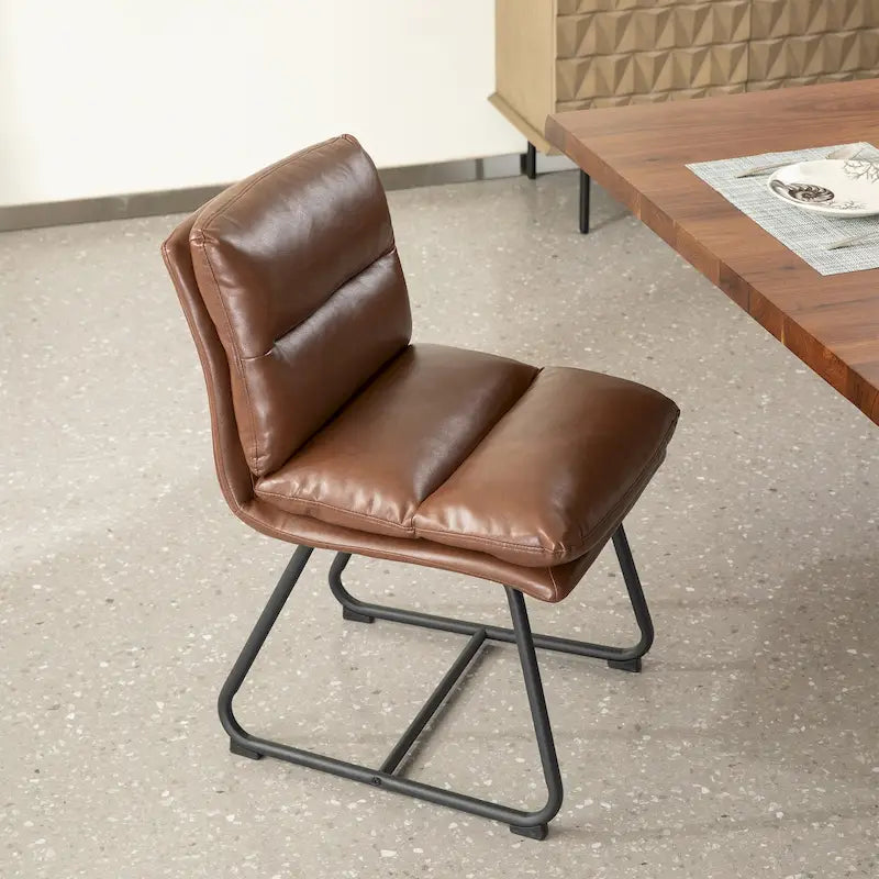 Ensemble de 2 ou 4 chaises de salle à manger d'appoint modernes Glitzhome, revêtues d'un épais cuir PU et dotées de pieds en métal