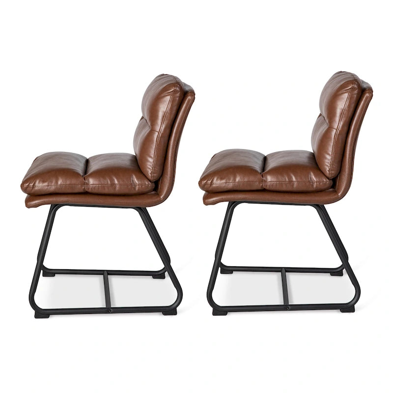 Ensemble de 2 ou 4 chaises de salle à manger d'appoint modernes Glitzhome, revêtues d'un épais cuir PU et dotées de pieds en métal