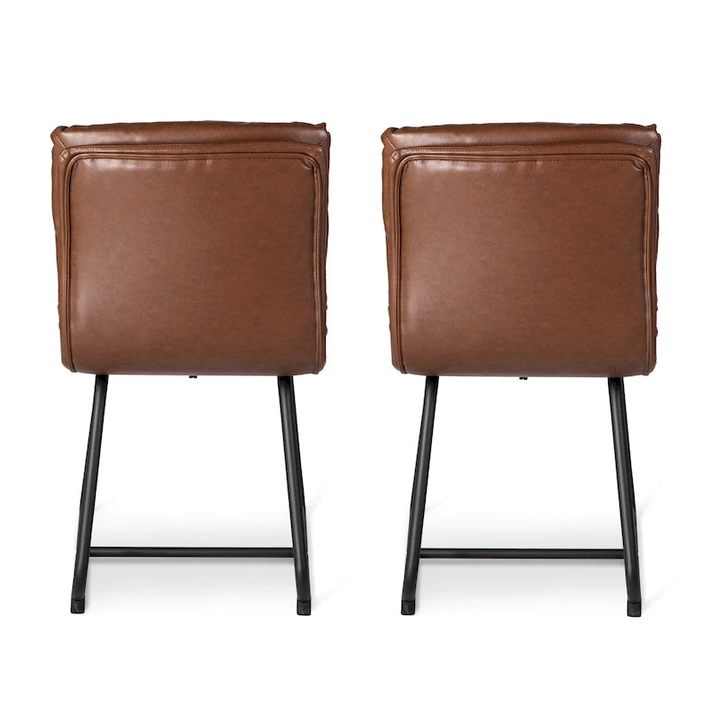 Ensemble de 2 ou 4 chaises de salle à manger d'appoint modernes Glitzhome, revêtues d'un épais cuir PU et dotées de pieds en métal