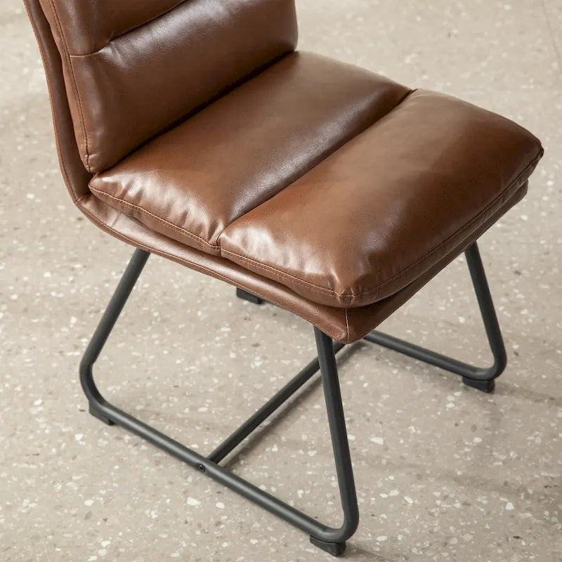 Ensemble de 2 ou 4 chaises de salle à manger d'appoint modernes Glitzhome, revêtues d'un épais cuir PU et dotées de pieds en métal