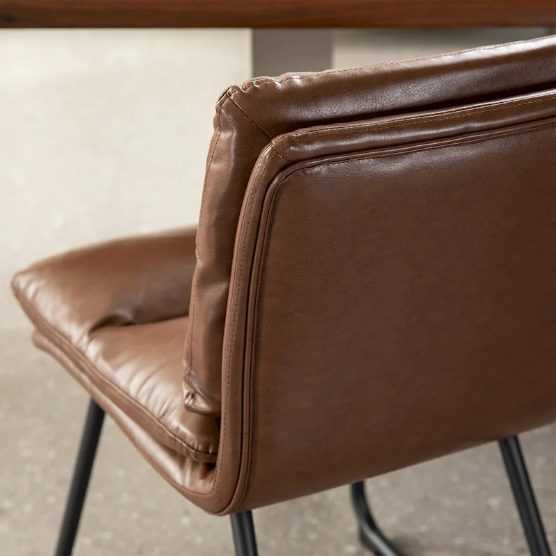 Ensemble de 2 ou 4 chaises de salle à manger d'appoint modernes Glitzhome, revêtues d'un épais cuir PU et dotées de pieds en métal