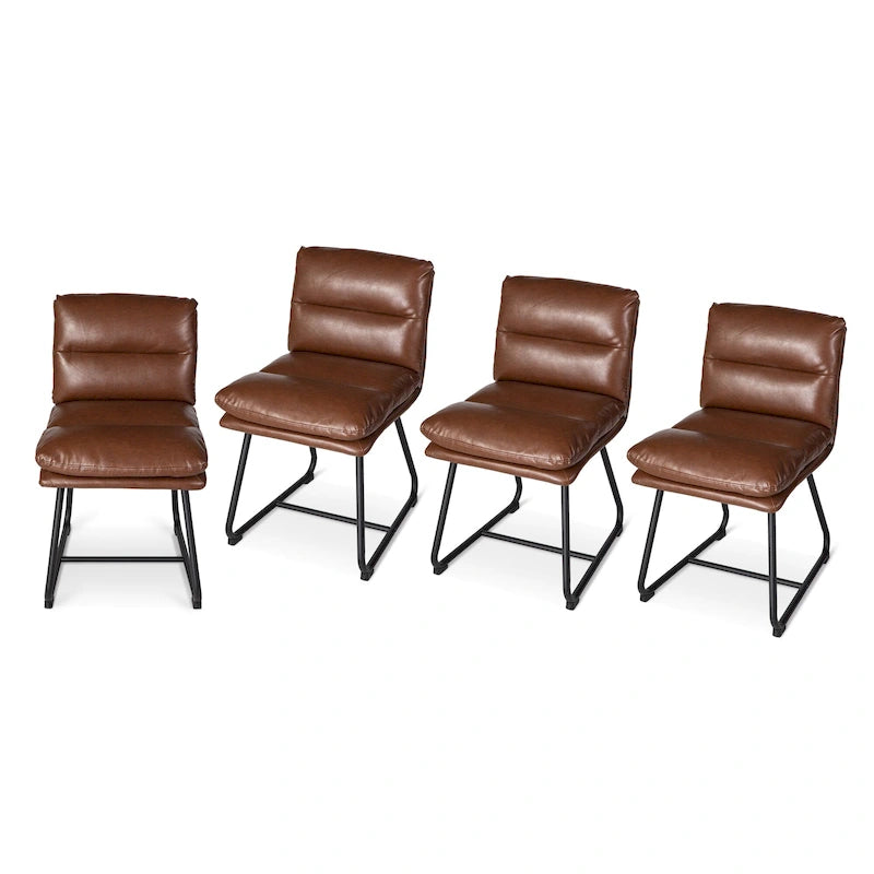 Ensemble de 2 ou 4 chaises de salle à manger d'appoint modernes Glitzhome, revêtues d'un épais cuir PU et dotées de pieds en métal