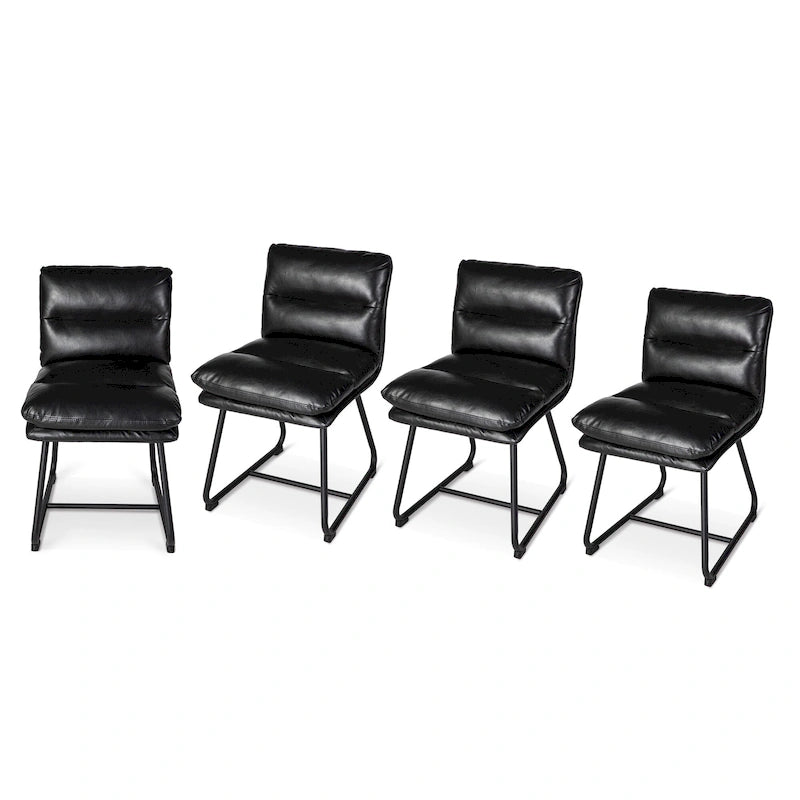 Ensemble de 2 ou 4 chaises de salle à manger d'appoint modernes Glitzhome, revêtues d'un épais cuir PU et dotées de pieds en métal