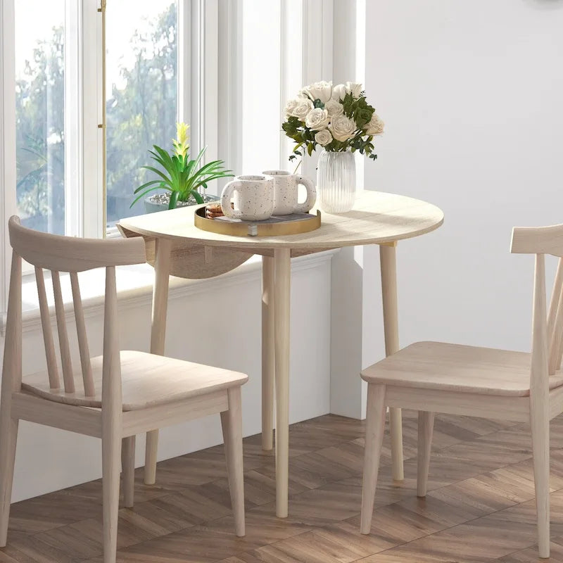 Table de salle à manger ronde pliante HOMCOM 35, table à abattants pliable pour petits espaces, petite table de cuisine avec pieds en bois massif