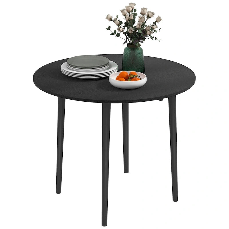 Table de salle à manger ronde pliante HOMCOM 35, table à abattants pliable pour petits espaces, petite table de cuisine avec pieds en bois massif