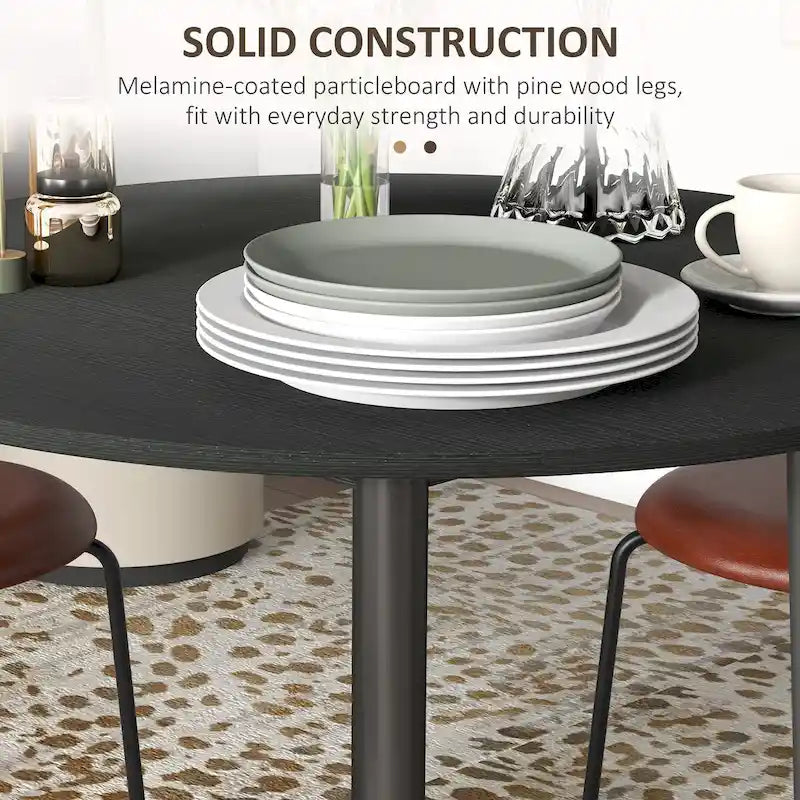 Table de salle à manger ronde pliante HOMCOM 35, table à abattants pliable pour petits espaces, petite table de cuisine avec pieds en bois massif