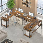 Bureau d'angle réversible en forme de L avec étagères de rangement, bureau d'angle pour bureau à domicile avec station de charge