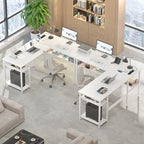 Bureau d'angle réversible en forme de L avec étagères de rangement, bureau d'angle pour bureau à domicile avec station de charge