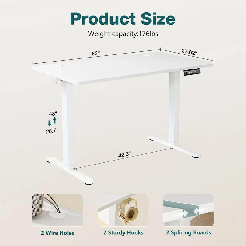 Bureau assis-debout électrique réglable en hauteur, bureau ergonomique pour ordinateur, quatre tailles, quatre couleurs