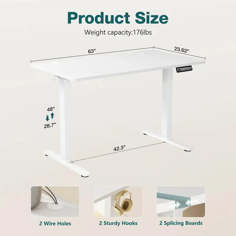 Bureau assis-debout électrique réglable en hauteur, bureau ergonomique pour ordinateur, quatre tailles, quatre couleurs