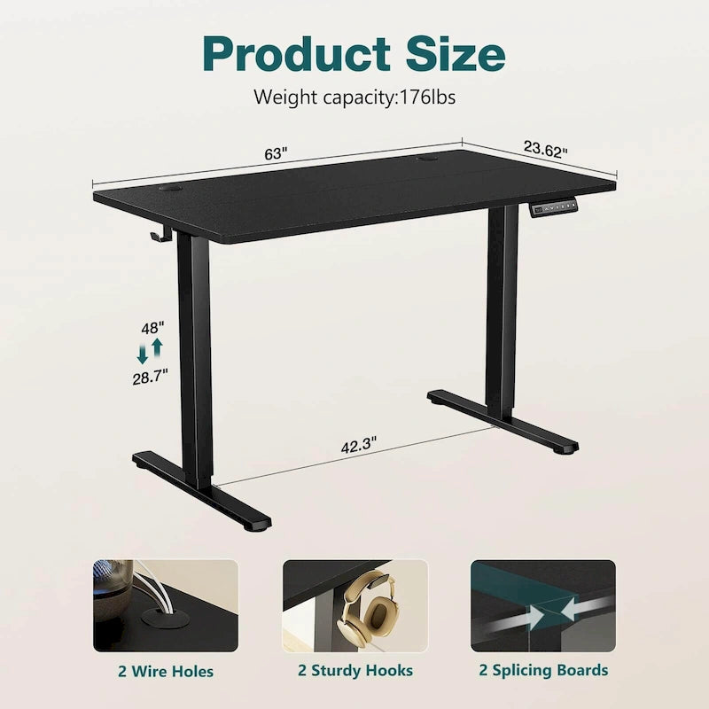 Bureau assis-debout électrique réglable en hauteur, bureau ergonomique pour ordinateur, quatre tailles, quatre couleurs