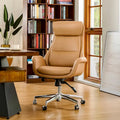 Chaise de bureau pivotante réglable Glitzhome 48 pouces style milieu du siècle en similicuir