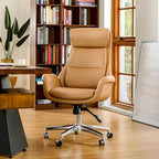 Chaise de bureau pivotante réglable Glitzhome 48 pouces style milieu du siècle en similicuir