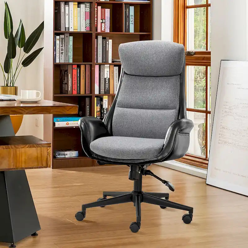 Chaise de bureau pivotante réglable Glitzhome 48 pouces style milieu du siècle en similicuir