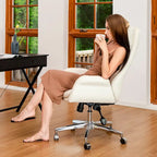 Chaise de bureau pivotante réglable Glitzhome 48 pouces style milieu du siècle en similicuir