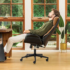 Chaise de bureau pivotante réglable Glitzhome 48 pouces style milieu du siècle en similicuir