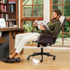 Chaise de bureau pivotante réglable Glitzhome 48 pouces style milieu du siècle en similicuir