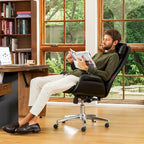 Chaise de bureau pivotante réglable Glitzhome 48 pouces style milieu du siècle en similicuir