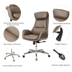 Chaise de bureau pivotante réglable Glitzhome 48 pouces style milieu du siècle en similicuir