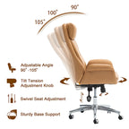 Chaise de bureau pivotante réglable Glitzhome 48 pouces style milieu du siècle en similicuir