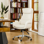 Chaise de bureau pivotante réglable Glitzhome 48 pouces style milieu du siècle en similicuir
