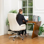 Chaise de bureau pivotante réglable Glitzhome 48 pouces style milieu du siècle en similicuir