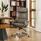 Chaise de bureau pivotante réglable Glitzhome 48 pouces style milieu du siècle en similicuir