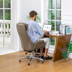 Chaise de bureau pivotante réglable Glitzhome 48 pouces style milieu du siècle en similicuir
