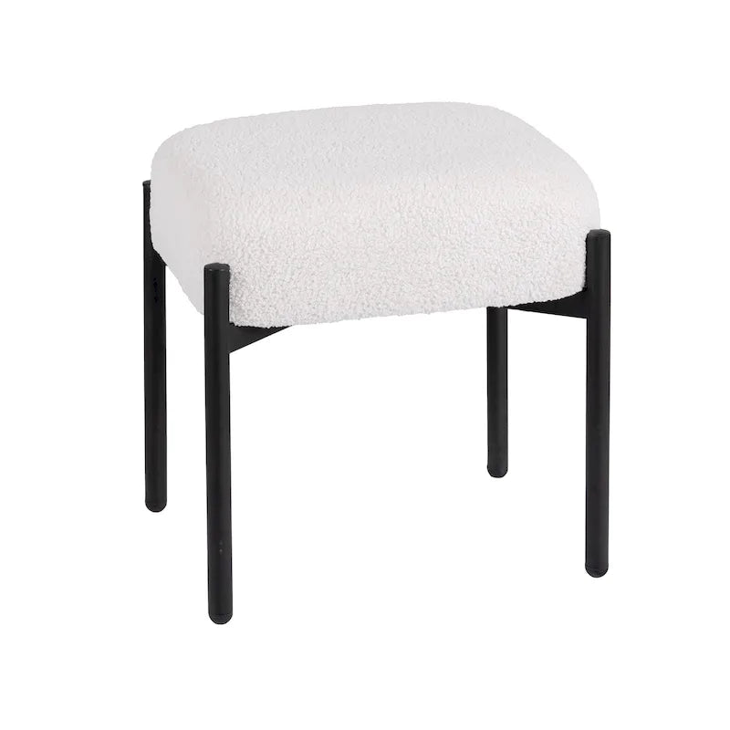 Tabouret de coiffeuse rond en fausse fourrure d'ourson, repose-pieds ottoman