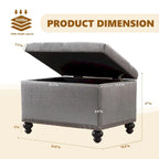 Banc ottoman de rangement capitonné, repose-pieds rectangulaire