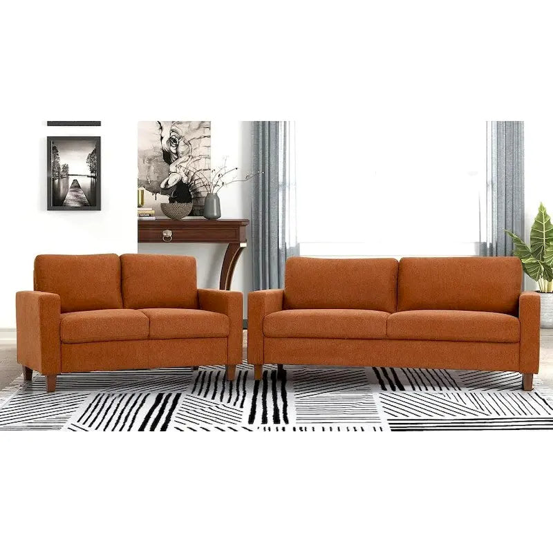 Ensemble canapé et causeuse 2 pièces Miles de US Pride Furniture avec coussins de dossier réversibles, style moderne du milieu du siècle
