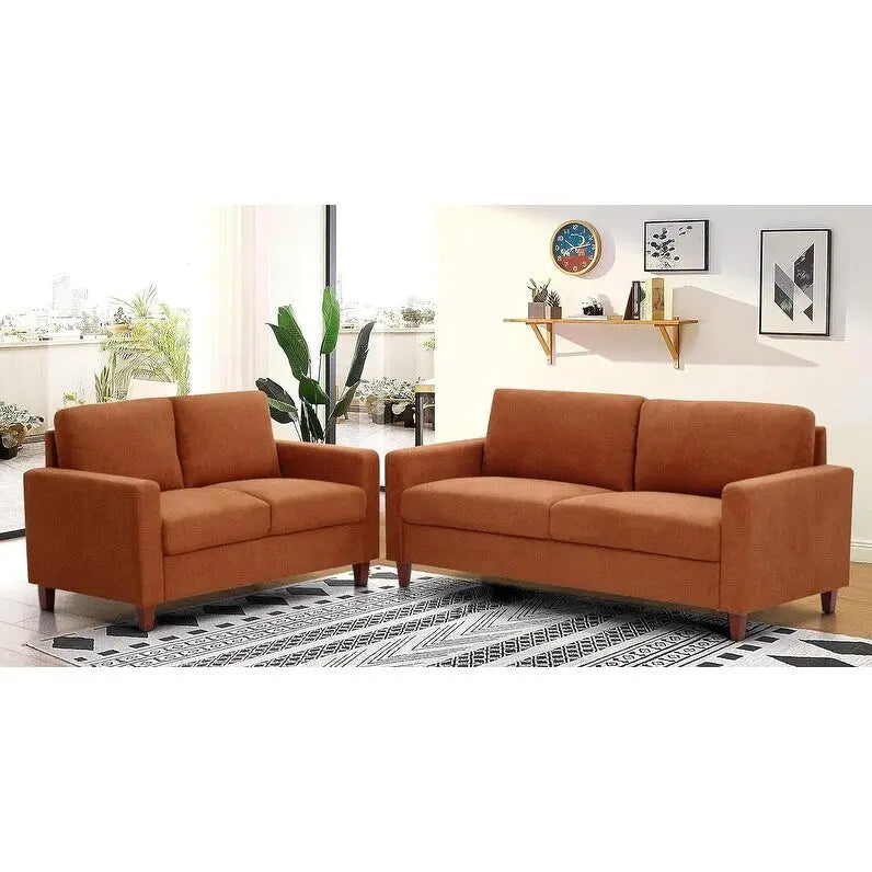 Ensemble canapé et causeuse 2 pièces Miles de US Pride Furniture avec coussins de dossier réversibles, style moderne du milieu du siècle