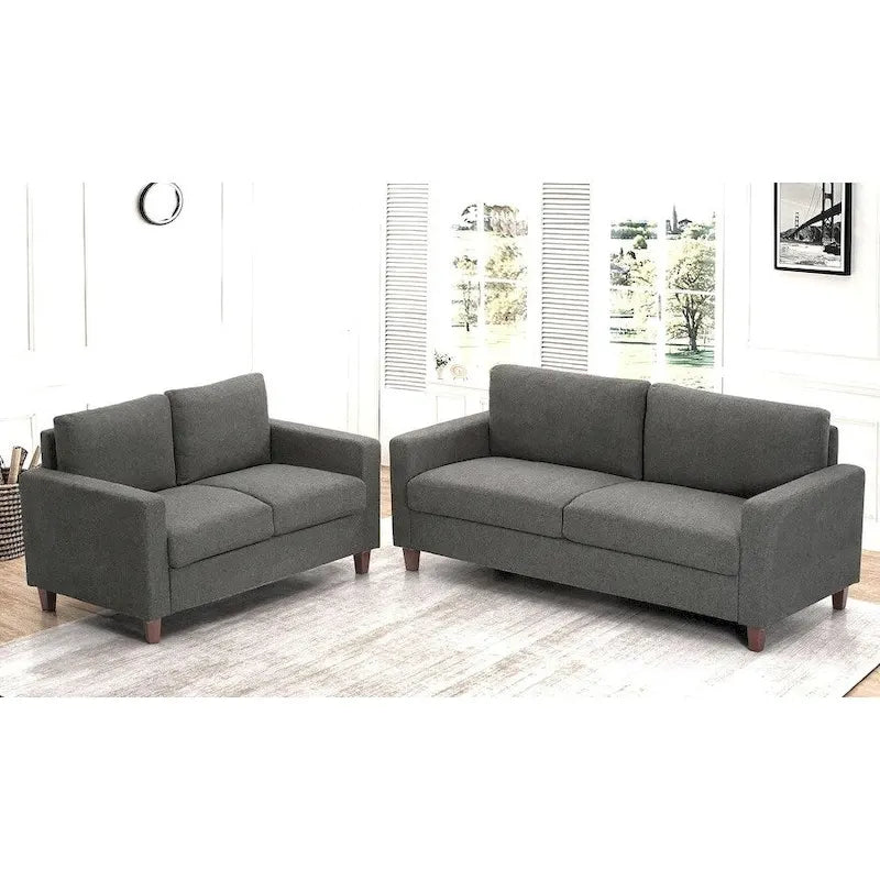 Ensemble canapé et causeuse 2 pièces Miles de US Pride Furniture avec coussins de dossier réversibles, style moderne du milieu du siècle