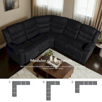 Canapé d'angle inclinable manuel 5 pièces en polyester/suède de 93 pouces de large