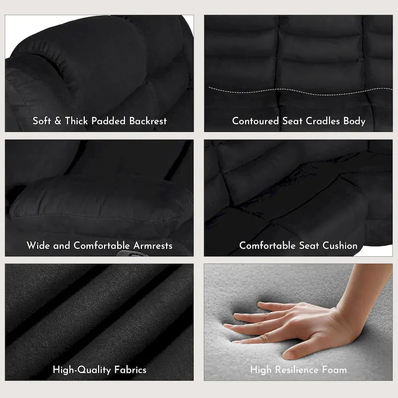 Canapé d'angle inclinable manuel 5 pièces en polyester/suède de 93 pouces de large