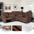 Canapé d'angle inclinable manuel 5 pièces en polyester/suède de 93 pouces de large
