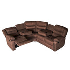 Canapé d'angle inclinable manuel 5 pièces en polyester/suède de 93 pouces de large
