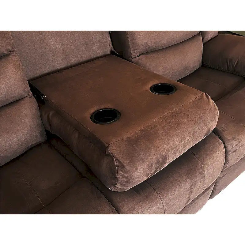 Canapé d'angle inclinable manuel 5 pièces en polyester/suède de 93 pouces de large