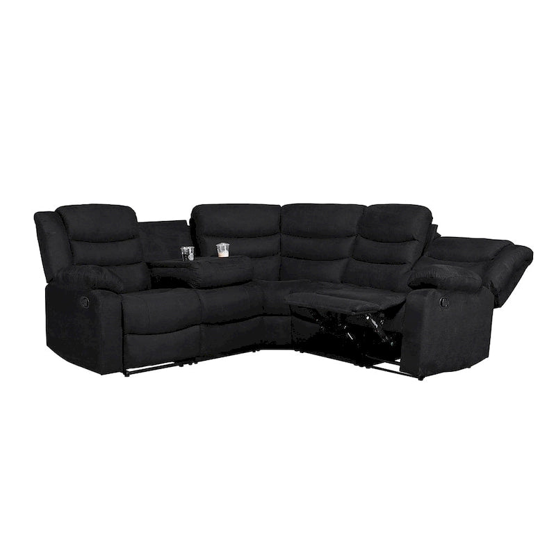 Canapé d'angle inclinable manuel 5 pièces en polyester/suède de 93 pouces de large