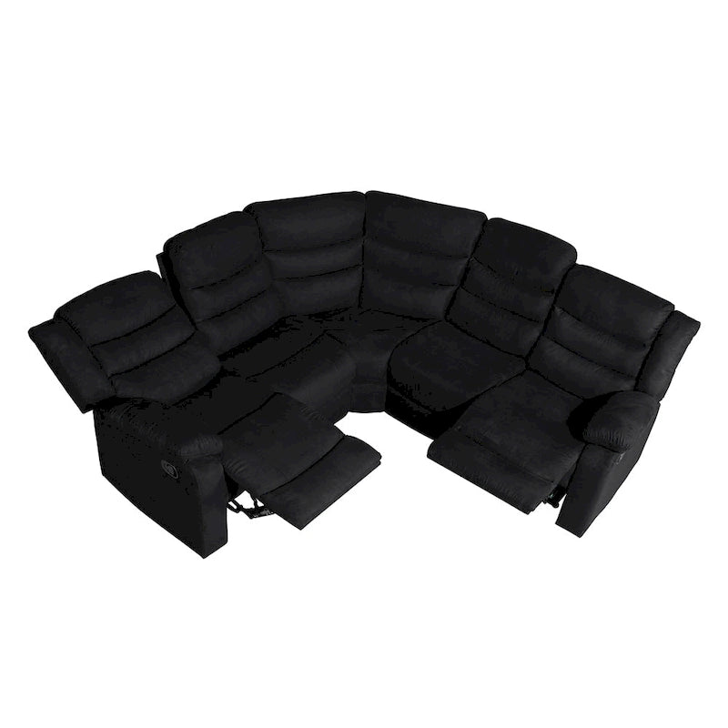 Canapé d'angle inclinable manuel 5 pièces en polyester/suède de 93 pouces de large