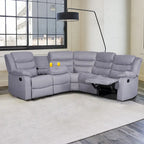 Canapé d'angle inclinable manuel 5 pièces en polyester/suède de 93 pouces de large