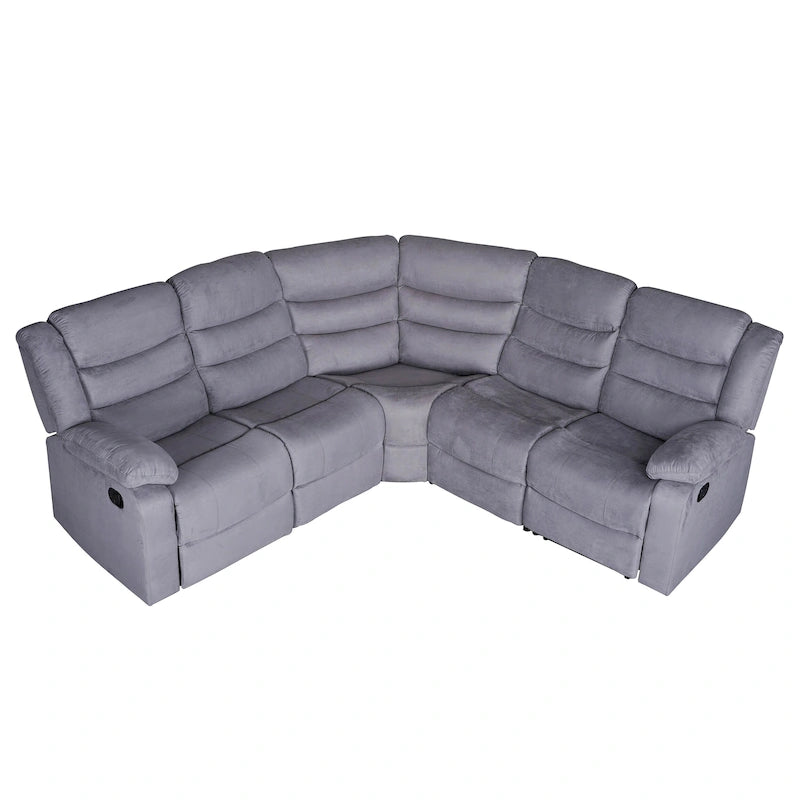 Canapé d'angle inclinable manuel 5 pièces en polyester/suède de 93 pouces de large