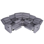 Canapé d'angle inclinable manuel 5 pièces en polyester/suède de 93 pouces de large