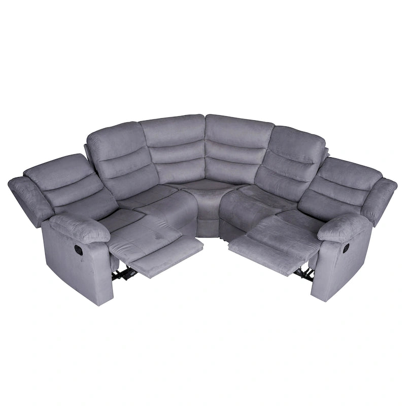 Canapé d'angle inclinable manuel 5 pièces en polyester/suède de 93 pouces de large