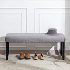 Banc moderne capitonné de 44 pouces de long avec garniture cloutée et pieds en bois