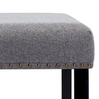 Banc moderne capitonné de 44 pouces de long avec garniture cloutée et pieds en bois